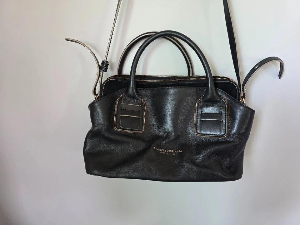 Bolso Bandolera Francesco Biasia Cuero Negro Para Mujer Bolso Italia Foto 4 de 4