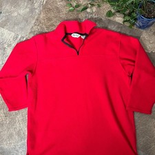 Vintage Eddie Bauer Women's Red Quarter-Zip Fleece Pullover Made in USA
