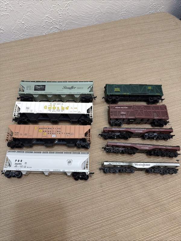 Ho Scale Lot Of 9 Cylindrical Hopper Flat And Stack Train Car Mixed Brands Kit