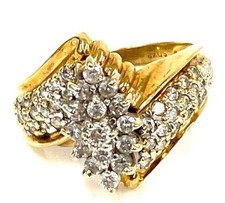 10k Yellow Gold .48 CTW Diamond Cluster Cocktail Ring Size 7.5 Weight 5.53g