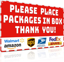 Package Delivery Metal Sign, Please Place Packages in Box Thank You, Waterproof