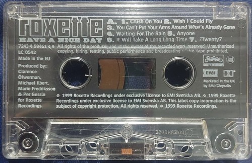 Roxette - Have A Nice Day 1999 UK EMI ~ 7243 4 99461 4 9 Clear Shell ☆RaRe!☆ - Picture 4 of 5