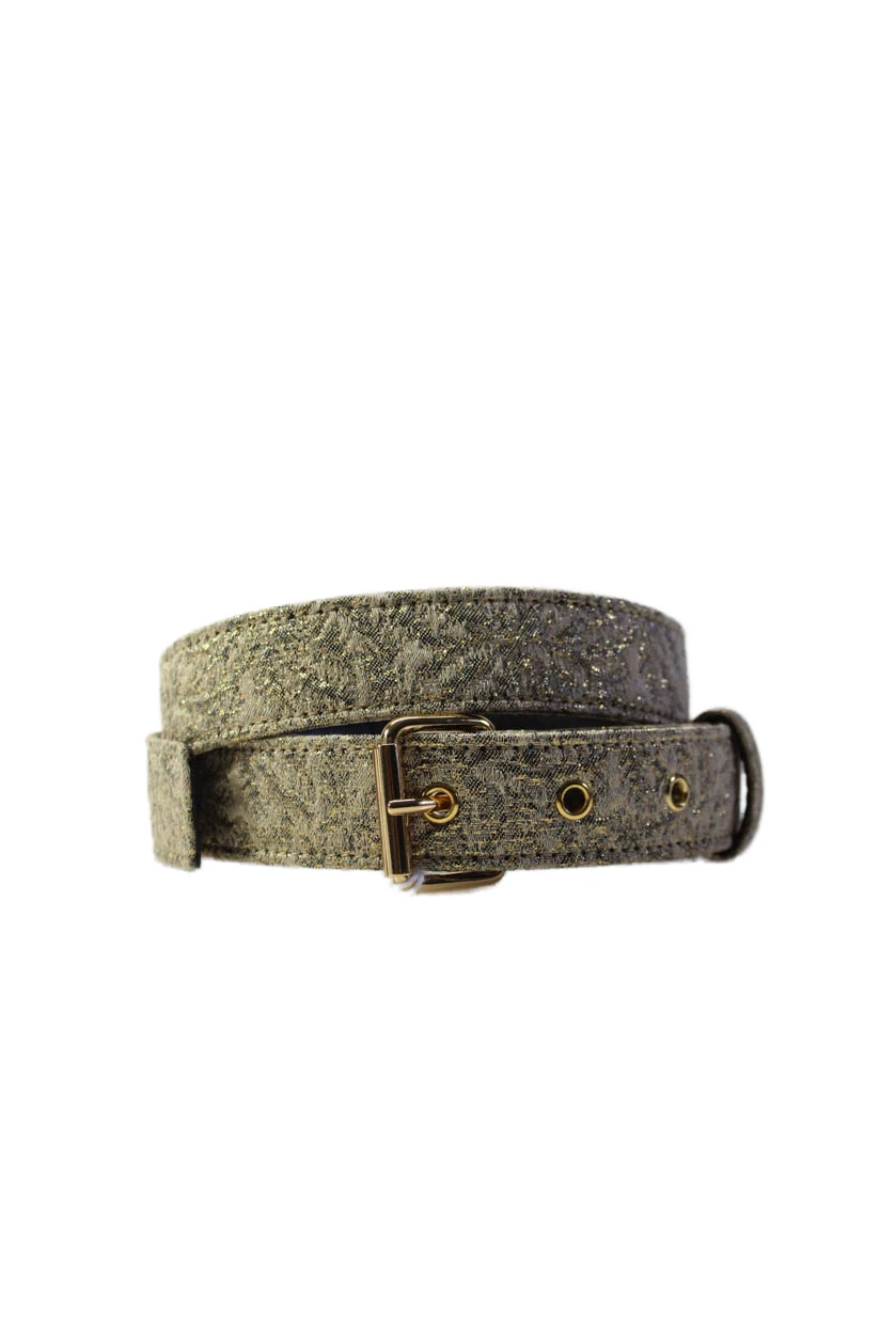 Ceinture femme Christian Dior mince largeur métallisée boucle jacquard marron taille 36