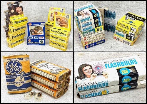 big lot of new-old-stock flash bulbs & cubes for old film cameras - free ship!