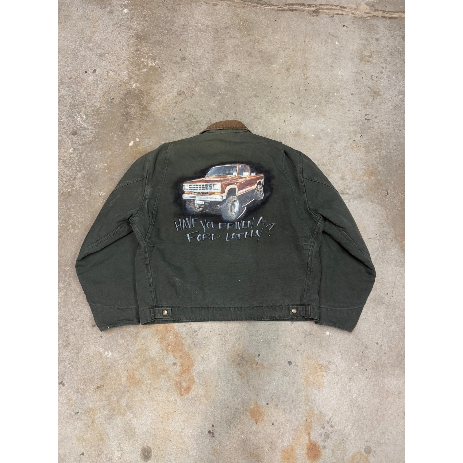 Carhartt Mens JB0866 Jacket Lined Canvas Trucker Style Size XL Graphic Print thumbnail 7