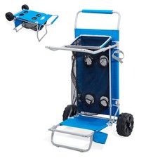 2-in-1 Beach Cart with Big Wheels for Sand, Folding Utility Wagon with Chair ...