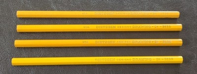 4 Vintage Yellow USA Dietzgen Designo Drawing 2H 3139 Unsharpened Pencils