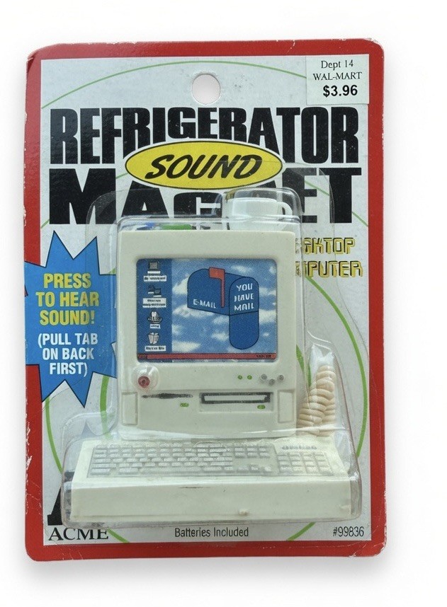 A 1998 ACME desktop sound magnet that plays the iconic AOL "You've Got Mail" notification — pure Y2K-era internet nostalgia in one tiny object.