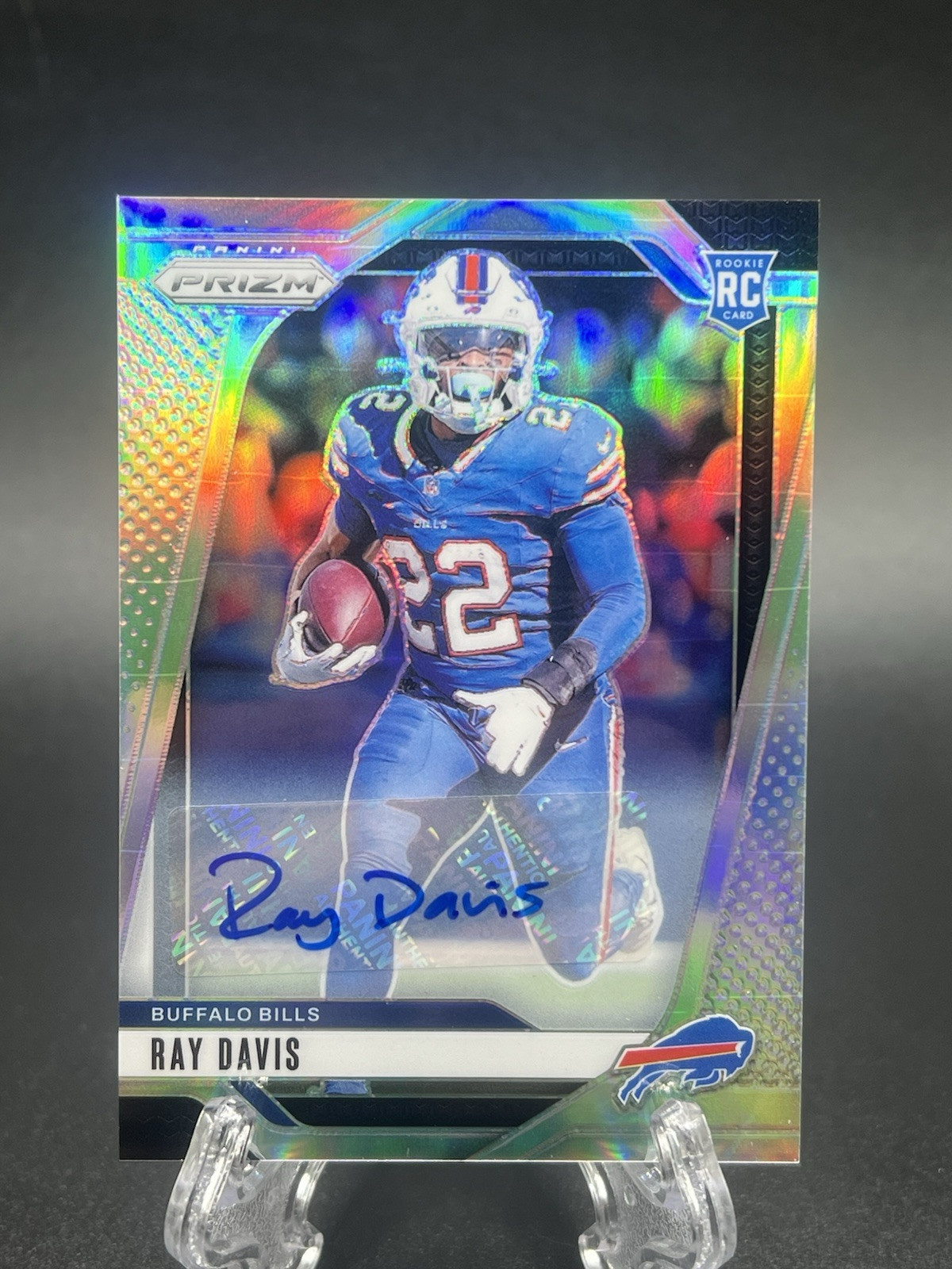 2024 NFL Prizm Ray Davis #382 Rookie Silver Prizm Auto Buffalo Bills RC Card