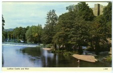 1970's Dennis Postcard - Weir on the River Teme at Ludlow Castle - Unposted