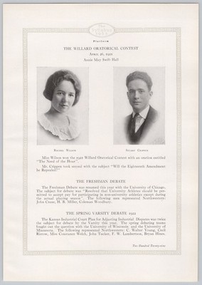 1923 Northwestern University Syllabus Original Page Willard Oratorical Contest