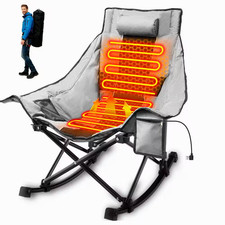 Oversized Heated Camping Chair-Xl Rocking Chair with 3 Heat Levels, Portable for