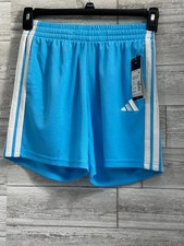 Adidas 3-Stripes Essentials Mid Thigh Shorts Bright Cyan Size L 14/16 NWT