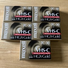 Maxell TC-30 VHS-C HGX-Gold Camcorder Video Tape Lot of 5 Home Video New Y0475