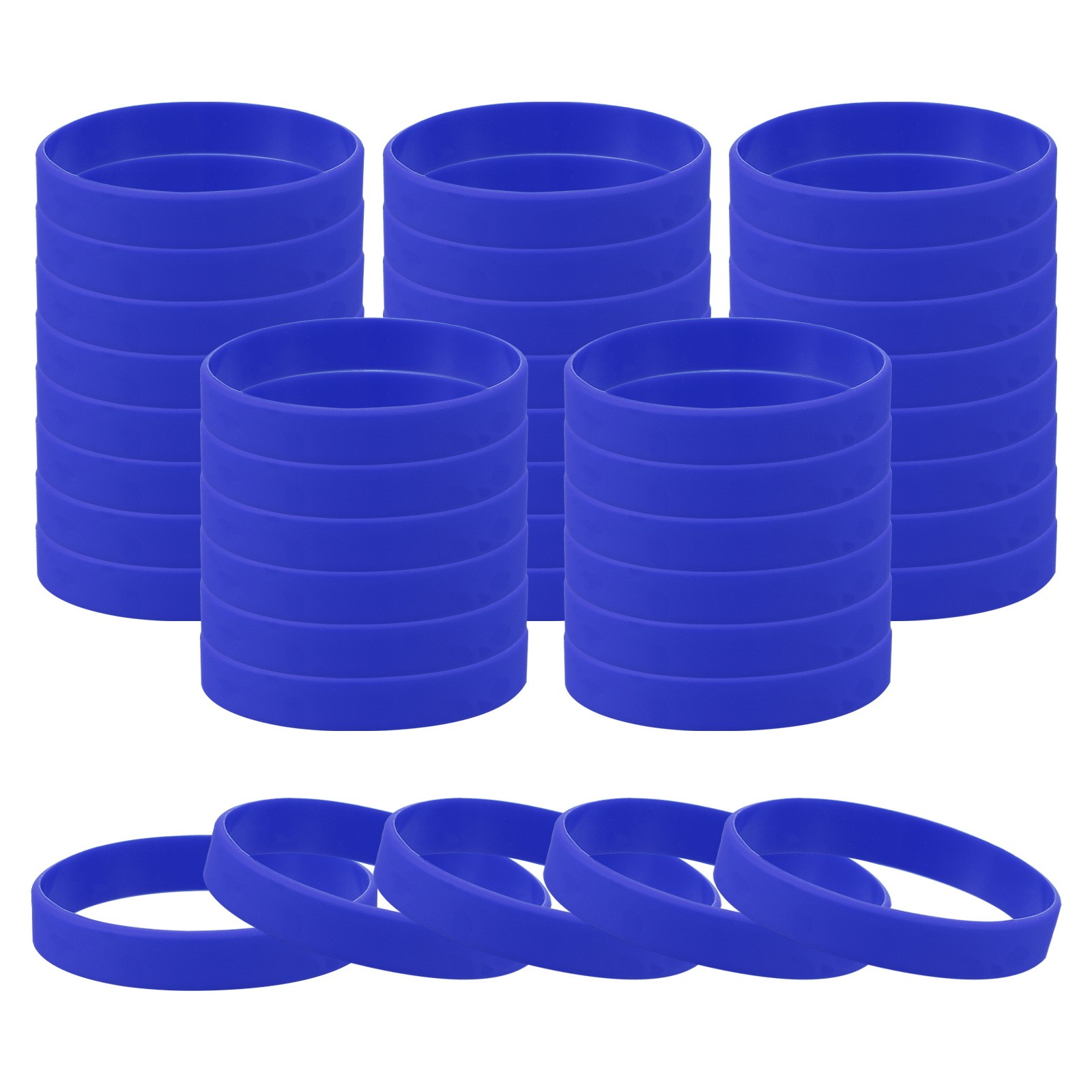 60 Pcs Unisex Rubber Bracelets Silicone Sports Wristbands Dark Blue