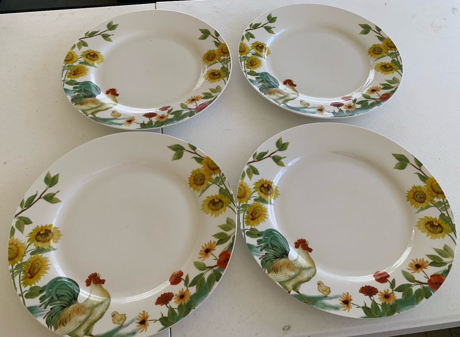Pfaltzgraff 4 Rooster Meadow Dinner Plates 10 1/4