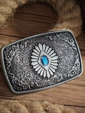 Western Belt Buckle Initial Vintage-Cowboy Rodeo Silver Large Belt Buckle