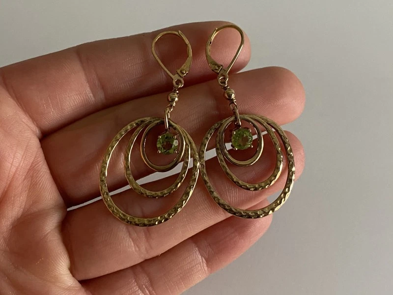 925 Sterling Silver Gold Plated Peridot Earrings - Image 3 of 4