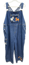 Vtg Disney Store Lady  The Tramp Denim Overalls 2XL Carpenter Embroidered