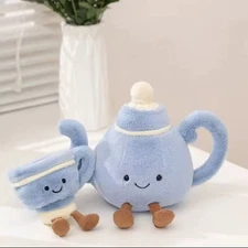Jelly  -cat Teapot & Teacup Plush Set  – Cute Tea Soft Toy Stuffed Gift