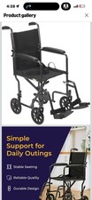 Drive Transport Wheelchair Black Steel Lightweight 4 Wheels Detachable Footrests