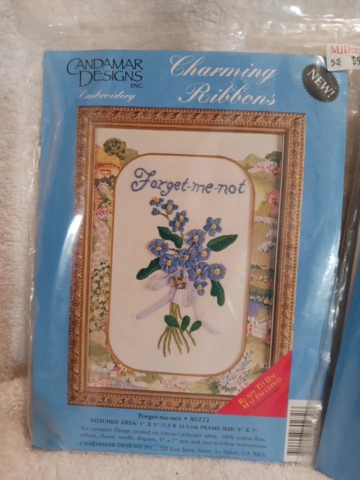 2 Candamar Designs Charming Ribbons Embroidery Kit FORGET ME NOT & COUNTRY ANGEL - Image 2 of 4