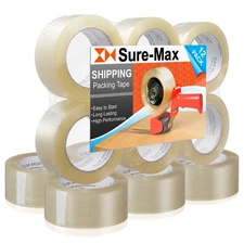 12 Rolls Carton Sealing Clear Packing Tape Box Shipping - 2 mil 2" x 110 Yards