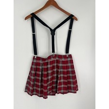 Spirit Red Plaid Pleated Mini Skirt Suspenders SM/MD Schoolgirl Punk Grunge
