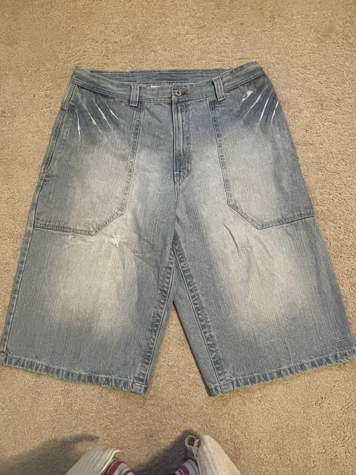 Southpole Jean Shorts Vtg 90s Y2K Baggy Logo Relax Fit Size 40 Wide Leg Skater - Image 2 of 4