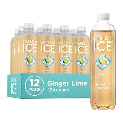 Sparkling Ice, Ginger Lime Sparkling Water, Zero Sugar Flavored Water, with Vita