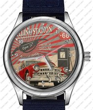 Route 66 Station Vintage Car Trendy 38mm Face Wrist Watch