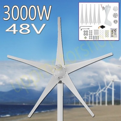 48V 3000W Max Powerful Wind Turbine Generator Kit Windmill & Charge Controller