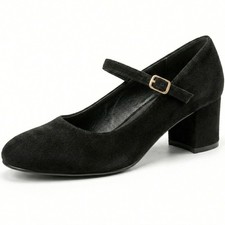 Women’s Elegant Mary Jane Low Mid-Block Heels Pumps Ankle Strap Court Shoes