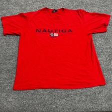 Nautica T Shirt Mens Size XL Red USA Graphic Cotton Short Sleeve Made in USA