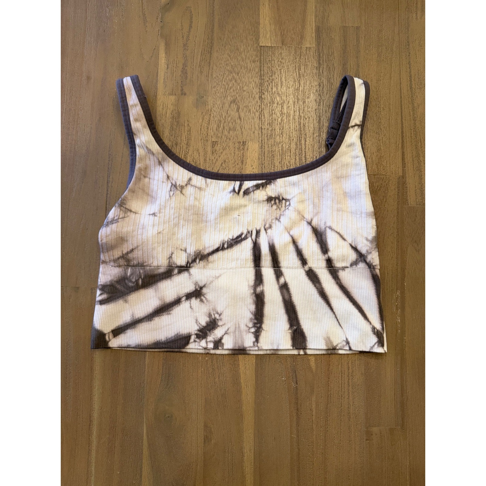 Pink Active Victorias Secret Ribbed Tie Dye Sports Bra Brown White Large