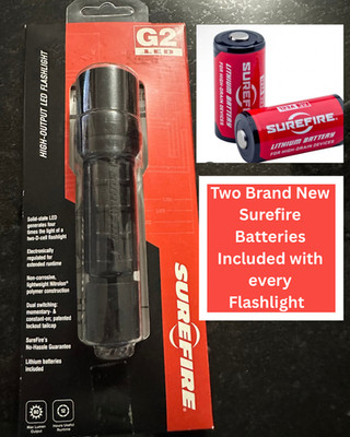 SureFire G2 LED Black Flashlight NOS Brand New Sealed + 2 Fresh SF Batteries 