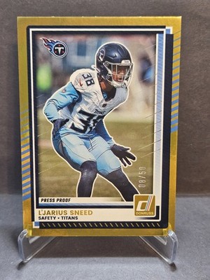 2025 Panini Donruss L'Jarius Sneed Gold /50 Press Proof Tennessee Titans #198
