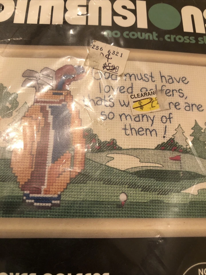 "Kit de punto de cruz Dimensions 6645 GOD LOVES GOLFERS nuevo en paquete 7 x 5""" Foto 2 de 3
