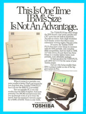 Toshiba portable computer PC electronics ephemera vintage print ad 1986 laptop