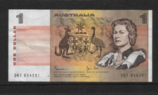1982 Australian Decimal Paper Johnston Stone $1 Note serial# DKT854297