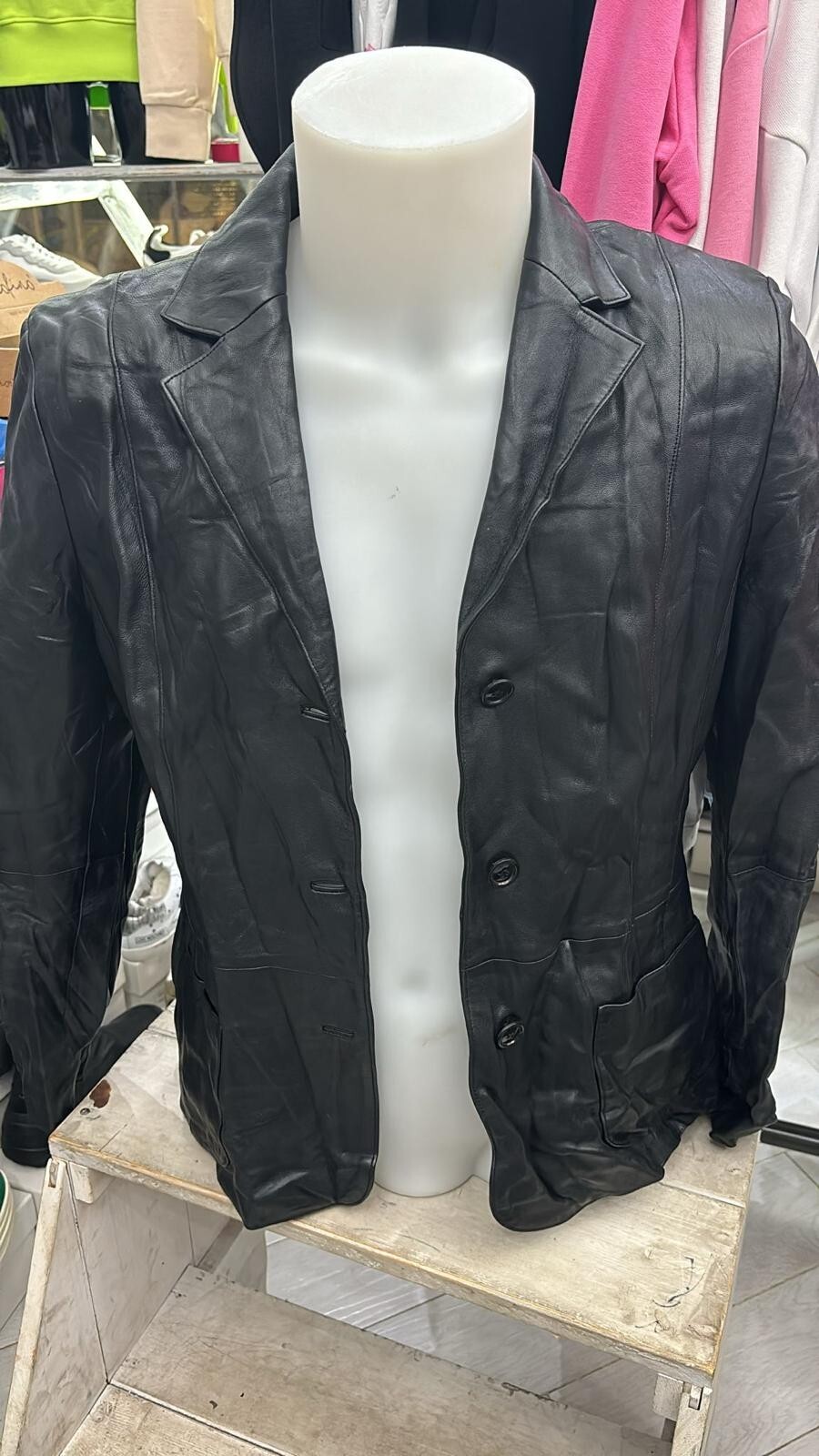 Vintage Black Leather Jacket for Women Size 44 LLD181