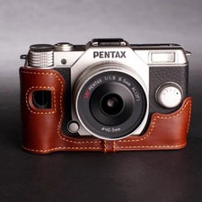 Handmade Genuine Real Leather Half Camera Case Protective Bag For Pentax Q10 /Q7