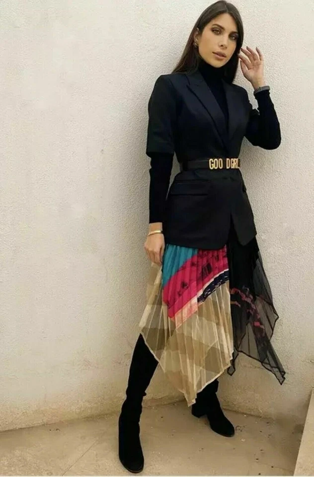 H&M STUDIO FALDA PLISADA ASIMÉTRICA MULTICOLOR TODAS LAS TALLAS - Imagen 2 de 4