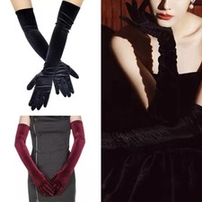 Lady Long Elbow Evening Party Velvet Gloves 20s 30s Fancy Dress Opera Burlesque