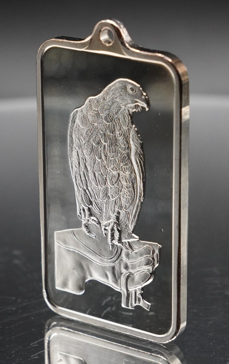 PAMP SUISSE Falcon Raptor necklace pendant 1oz 999 Silver bar