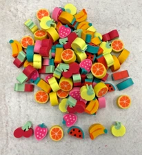 100 Mini Fruit Shaped Erasers Teacher Supply Sorting Math Counter cherries berry