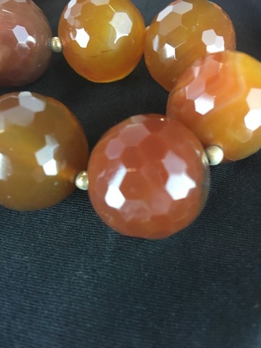 Huge Bold Faceted 24 mm Carnelian Gold Filled Beads Necklace 03693 - Picture 6 of 12