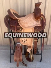 Western wade tree roping Leather Horse Saddle Full Tack Set. Size-10"-18" inch