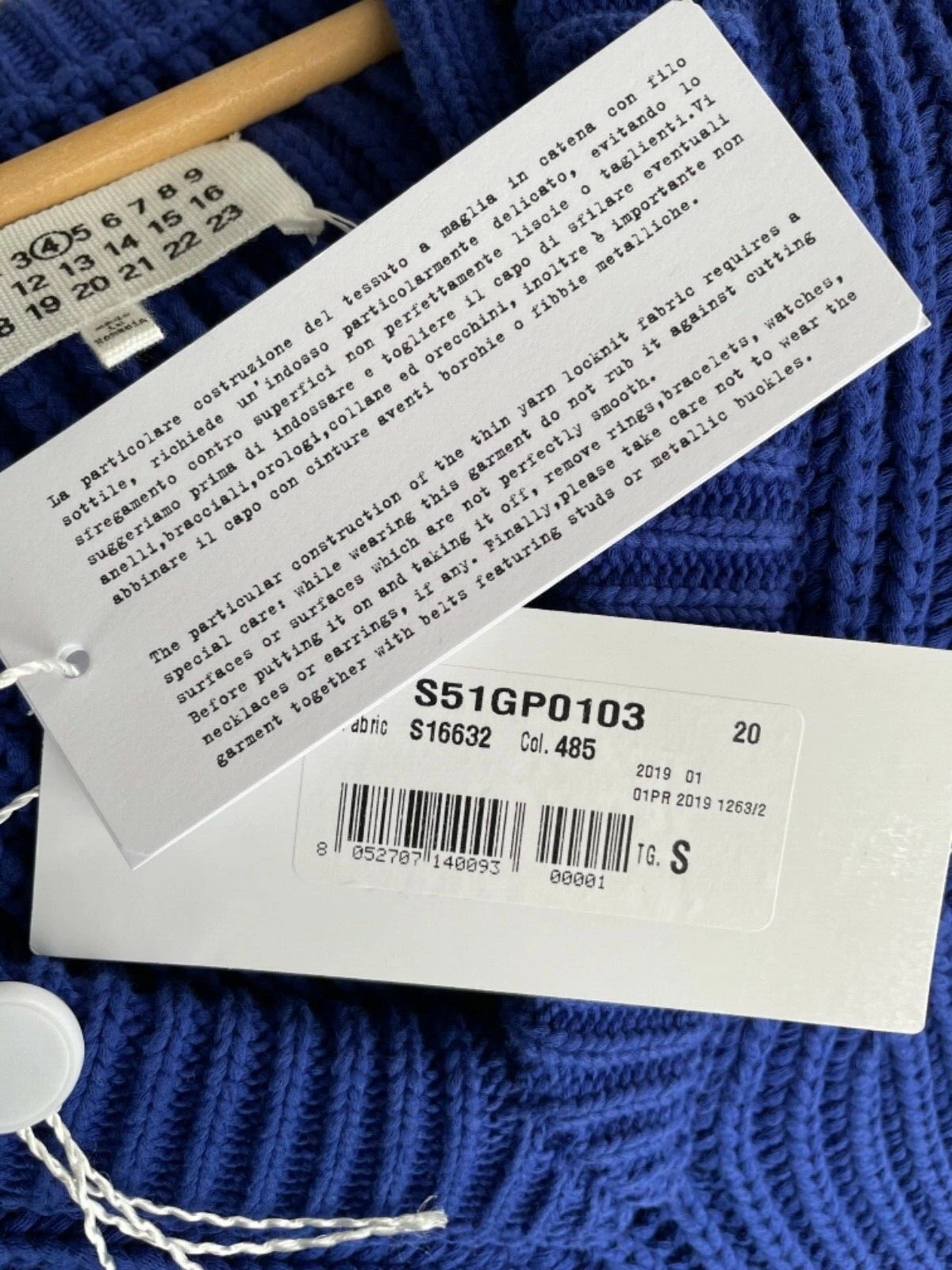 Abito canotta Maison Margiela NUOVO a costine in cotone blu spalline taglia S