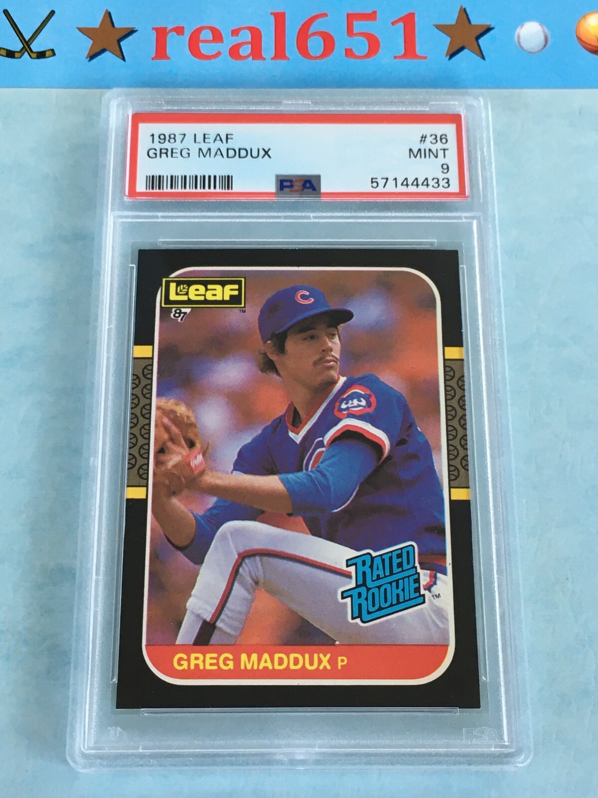 1987 Leaf Rated #36 GREG MADDUX Rookie PSA 9 Mint Centered | HOF Cubs RC  Braves | eBay